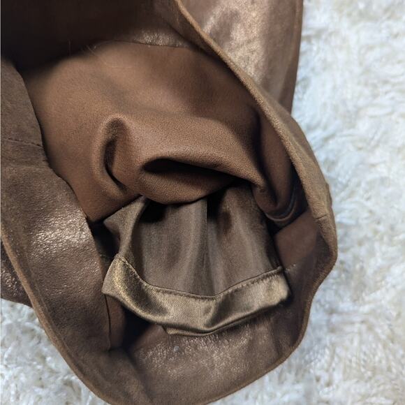 Y2K Vintage Cache Metallic Leather Bootcut Pants Bronze Brown Size 8 - Picture 8 of 15
